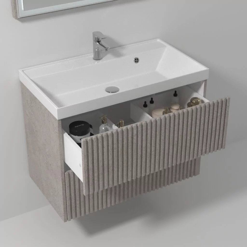 Тумба подвесная Vod-ok Тач 100 2 ящика с раковиной Classica 100, белая + 13 цветов