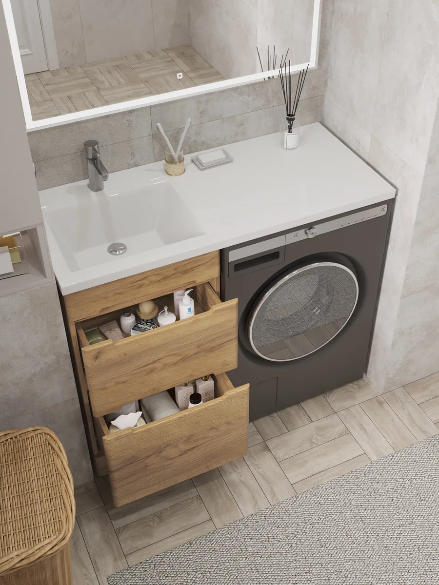 Тумба напольная SanStar Толедо 50 с раковиной Даллас 110 левый gold craft