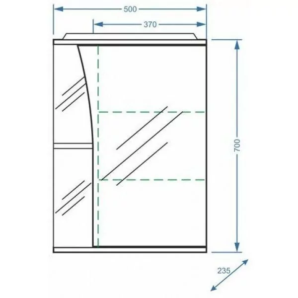 Зеркало-шкаф Stella Polar Волна Винчи 50 R свет, белый