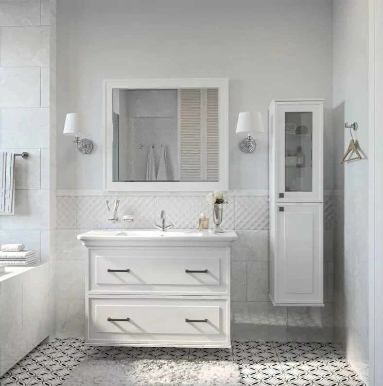 Тумба с раковиной Sanflor Модена 105 подвесная, белый матовый