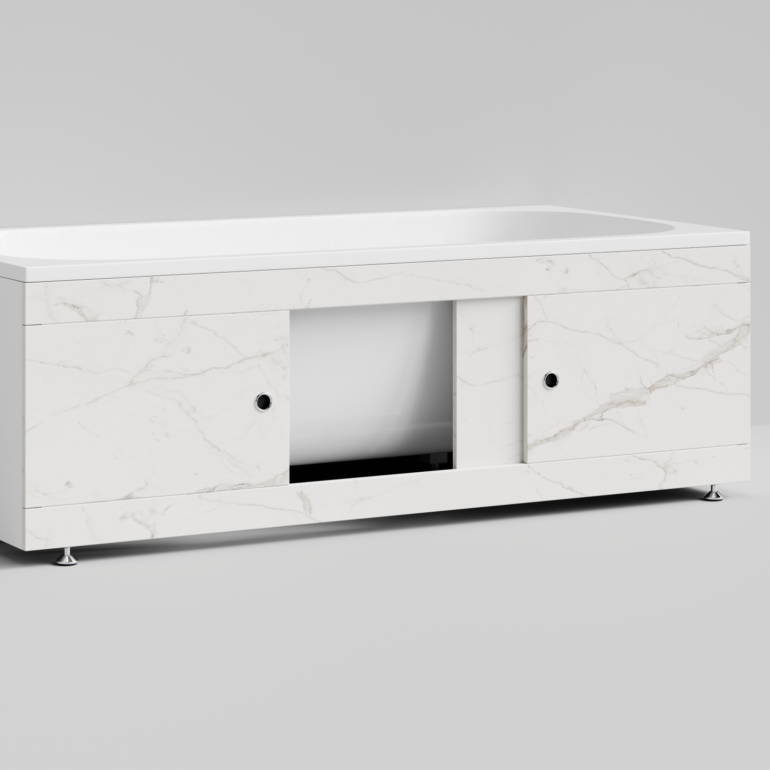 Экран под ванну Vod-ok Купе 170 раздвижной Мрамор Белый натур милк