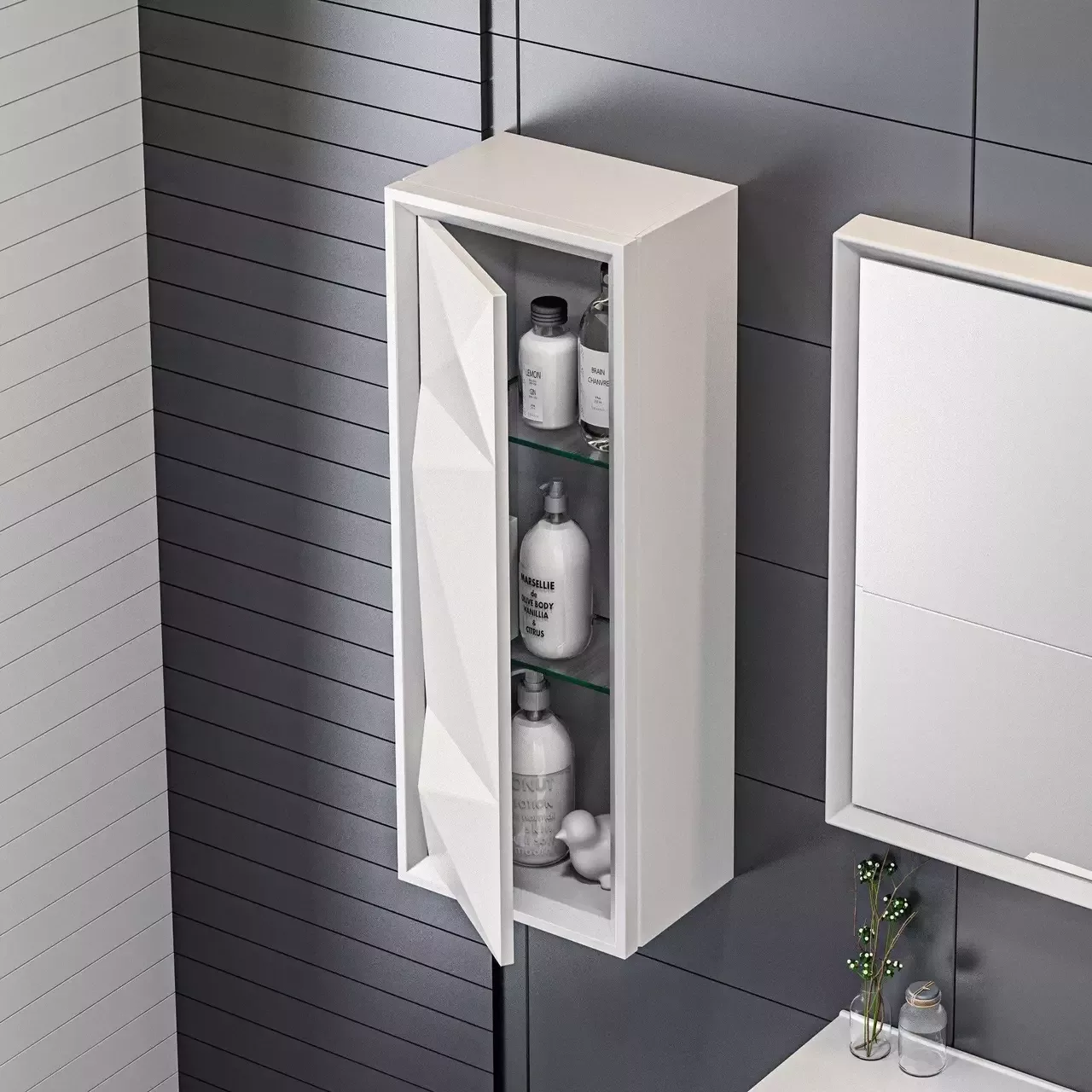 Шкаф навесной 1Marka Romb 30П White L, 1 дверь, белый