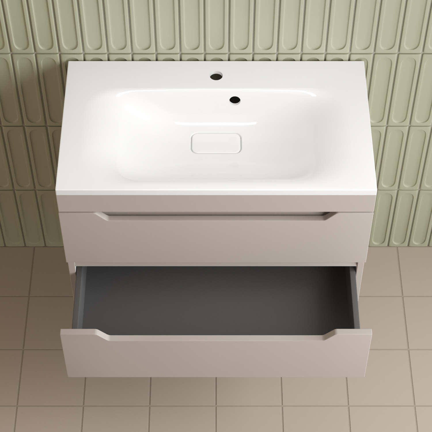 Тумба подвесная Style Line Остин 80 с раковиной Фортуна 80 белый, крем