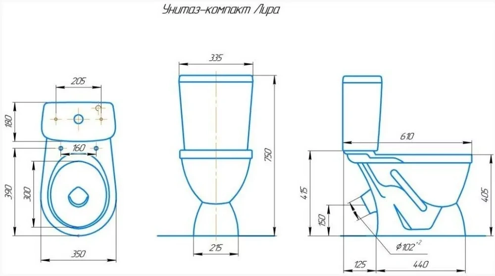 Унитаз Rosa Лира напольный, компакт, с косым выпуском, коричневый от магазина Vanna-Vanna.ru!