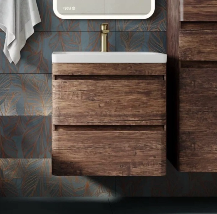 Тумба подвесная Style Line Атлантика 60 Plus Люкс с раковиной Атлантика 60, старое дерево