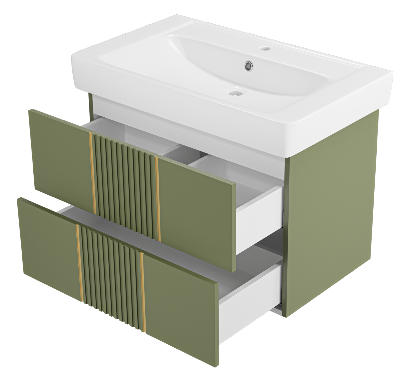 Тумба с раковиной Brevita Vega 80 подвесная, зеленый/патина золото