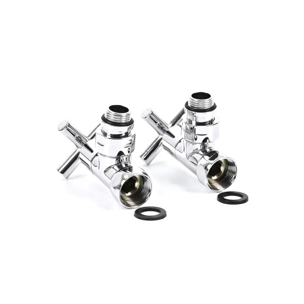 Кран для полотенцесушителя / вентиль угловой Energy, 1/2'' - 3/4'', цвет хром, ручка крест - 2 шт.