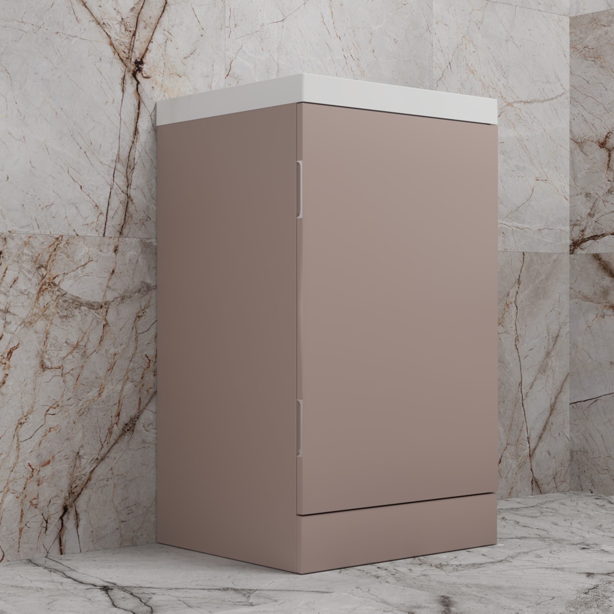 Тумба напольная Style Line "МОНО 50" с раковиной ASTI 50 белый, (1 дверь), санд пудровый