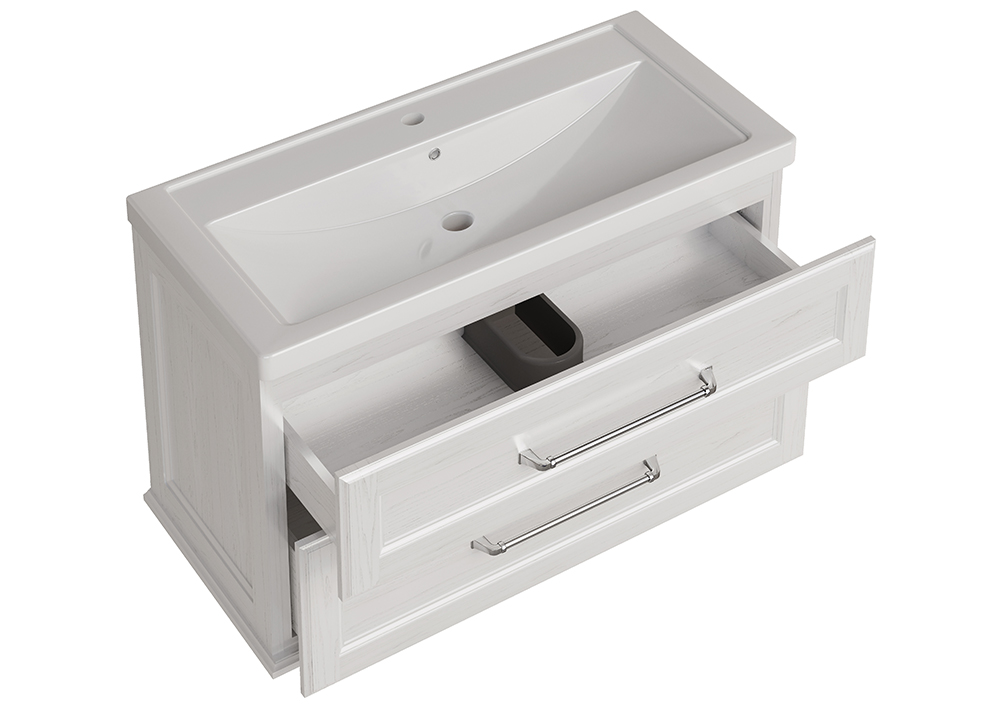 Мебель для ванной ASB Woodline Венеция 100 комплект, подвесной, белый, хром