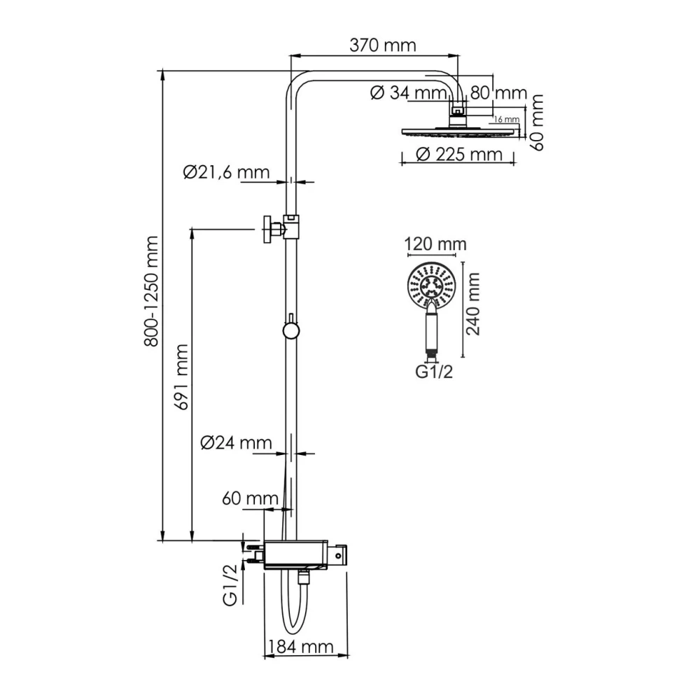 Душевая стойка WasserKraft A113.067.058.CH Thermo хром от магазина Vanna-Vanna.ru!