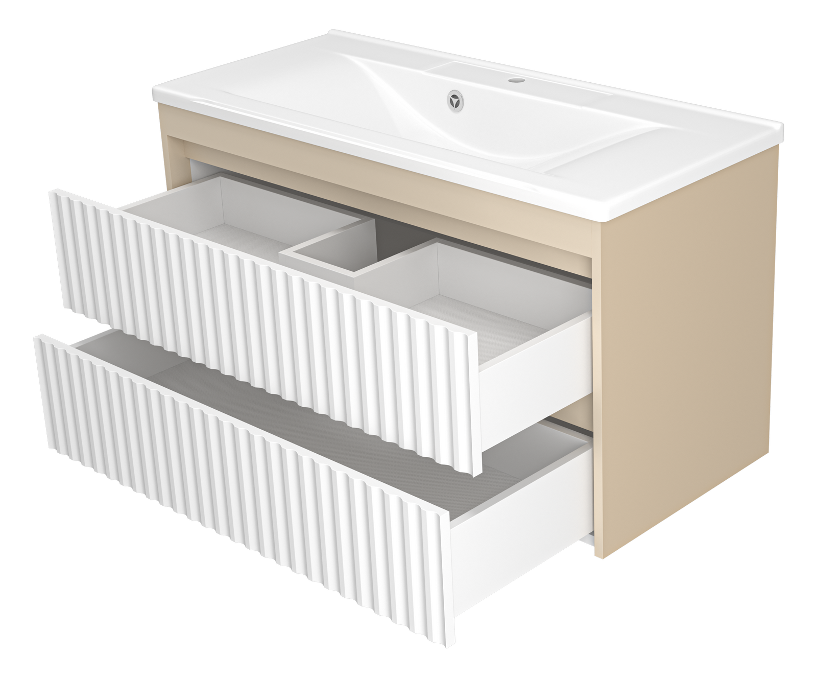 Тумба с раковиной Brevita Balaton 100 подвесная, белый/бежевый