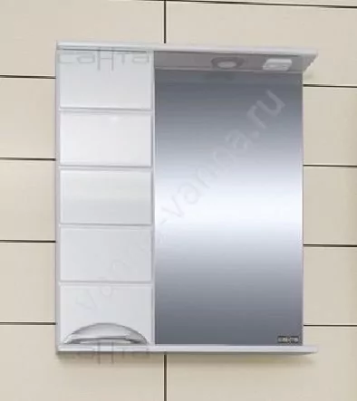 Зеркало со шкафчиком Санта Родос 60 L свет, белый