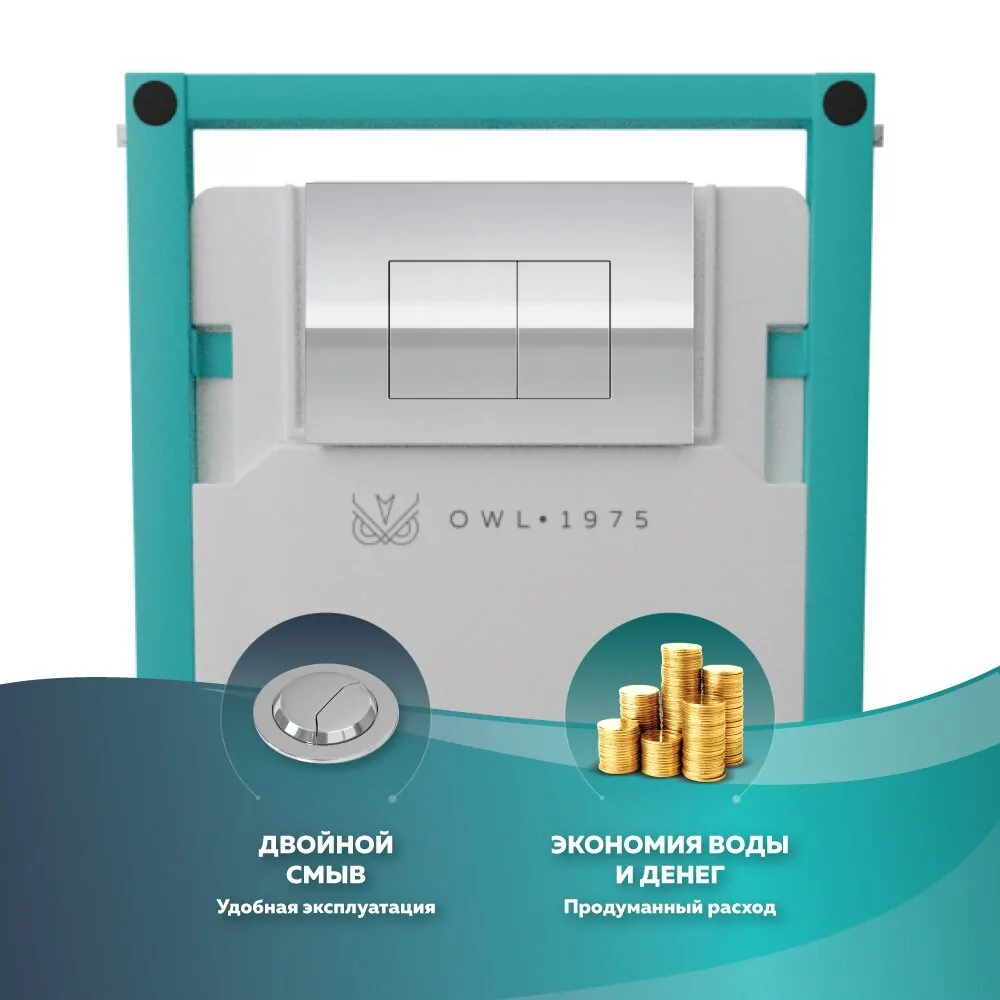 Кнопка смыва Owl 1975 Nikel Chrome Glance, Knapp06NCG, механическая, хром глянец