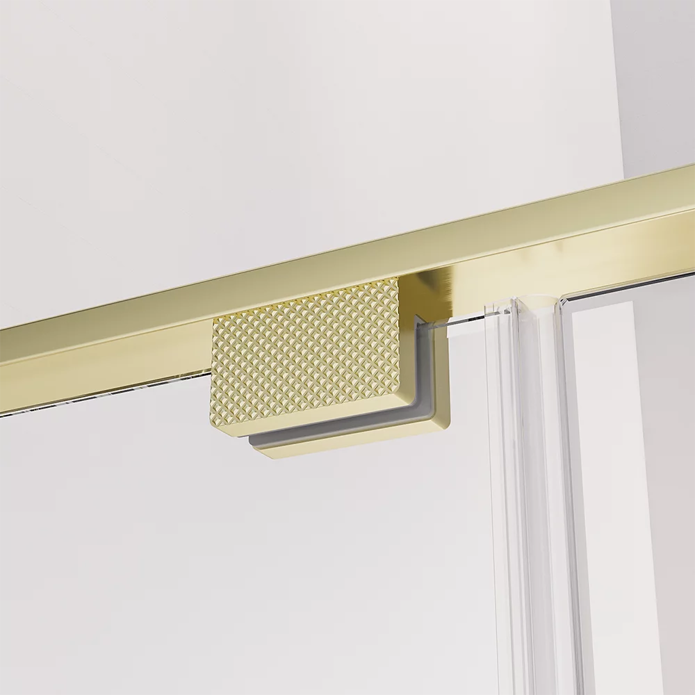 Душевой угол распашной Veconi Premium Alassio SP G, 1400х900x2000, брашированное золото, стекло прозрачное осветленное