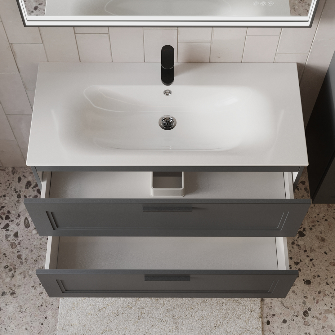 Тумба с раковиной подвесная (100 см) Terminus Classik CLA101002701601O, графит