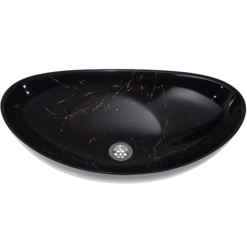 Раковина Stella Polar Орион 58 черный матовый/золотой мрамор