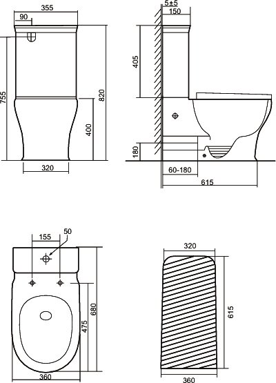 Унитаз SantiLine SL-5042T напольный, безободковый, моноблок, белый