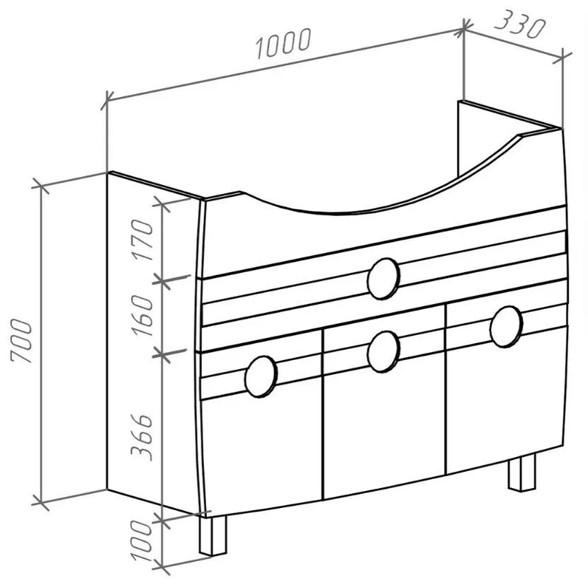 Мебель для ванной Bellezza Абрис 105 см комплект, напольный, белый