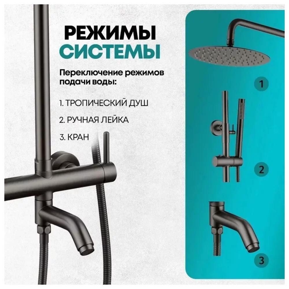 Душевая система Grocenberg GB7099BG, графит от магазина Vanna-Vanna.ru!
