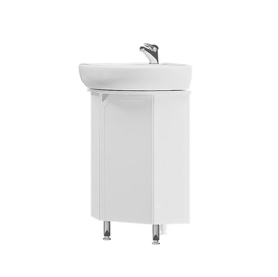 Тумба угловая напольная Corozo Сириус 40 с раковиной Элегия 46, белый