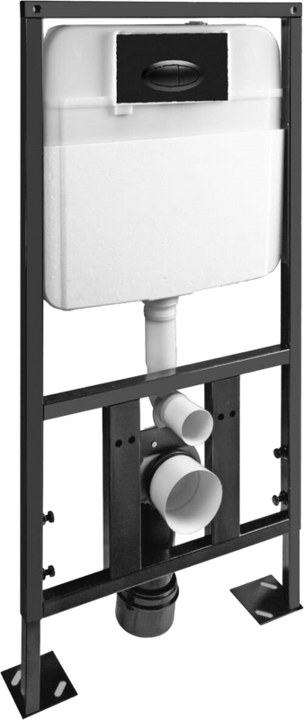 Унитаз подвесной SantiLine SL-5025MB+SL-03 с инсталляцией и кнопкой, черный