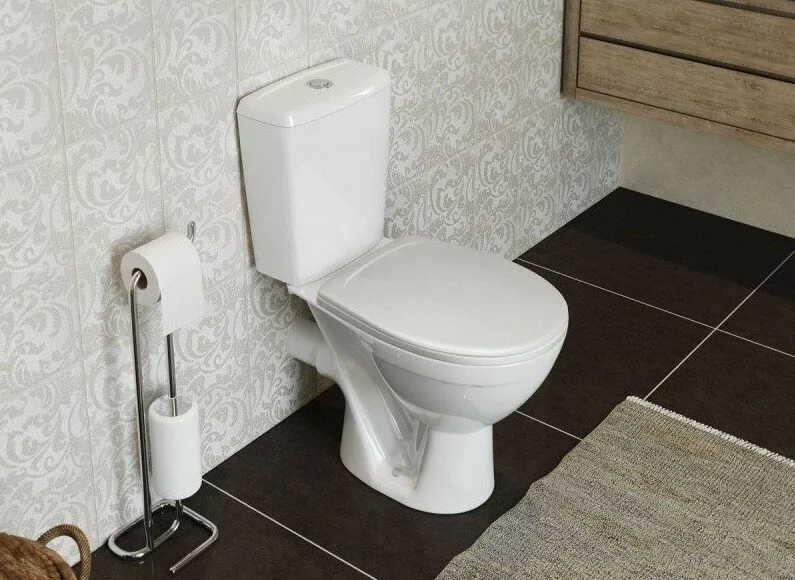 Унитаз Rosa Соло напольный, компакт, с горизонтальным выпуском, белый