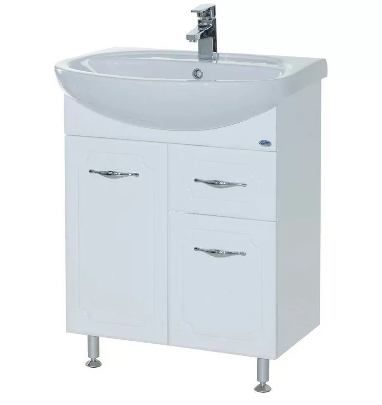 Тумба с раковиной Bellezza Стелла 65 напольная, с 1 ящиком, белая