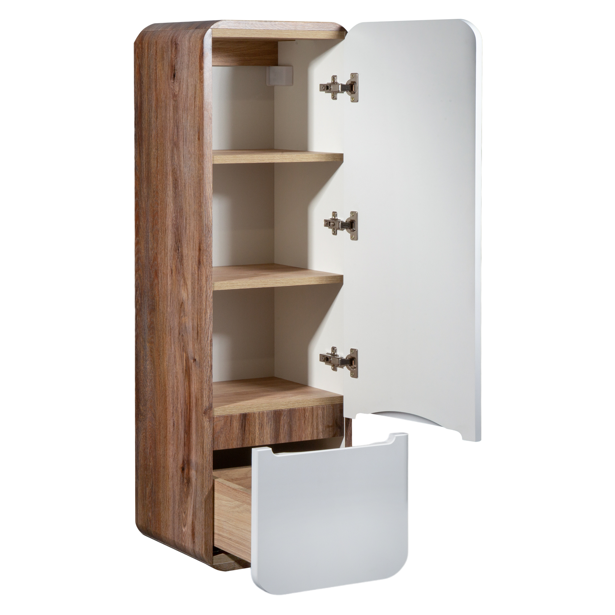 Пенал Runo Ницца 35 подвесной, R, белый/темное дерево