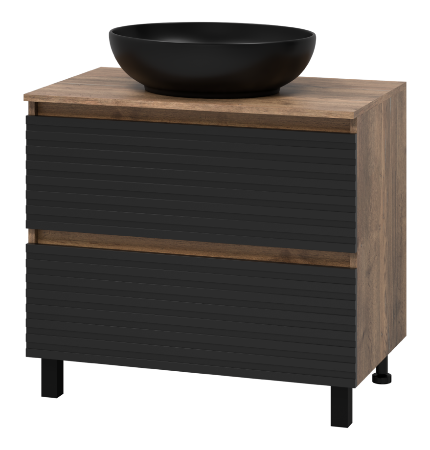 Тумба с раковиной Brevita Dakota 80 черный/дуб галифакс