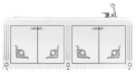 Экран под ванну Vod-ok Elite Версаль 150 распашной белый, патина серебро, золото