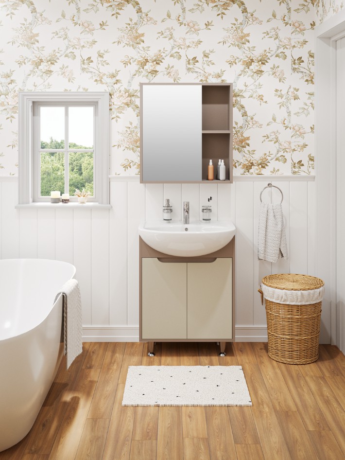 Зеркало-шкаф Runo Эко 60 какао, универсальный