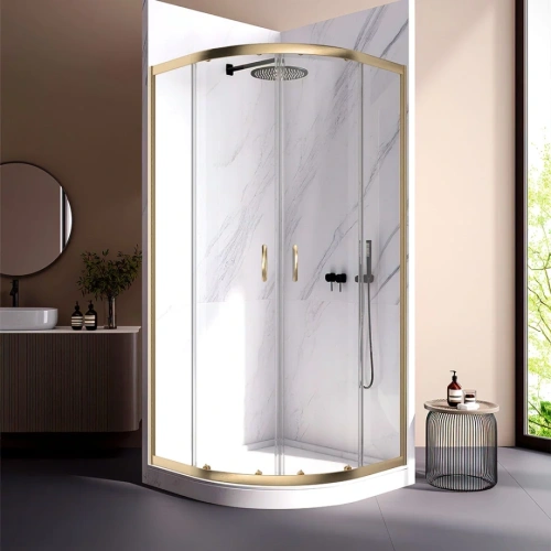 Душевой угол Veconi Rovigo RV-202G, 900x900x1900, брашированное золото прозрачное стекло от магазина Vanna-Vanna.ru!