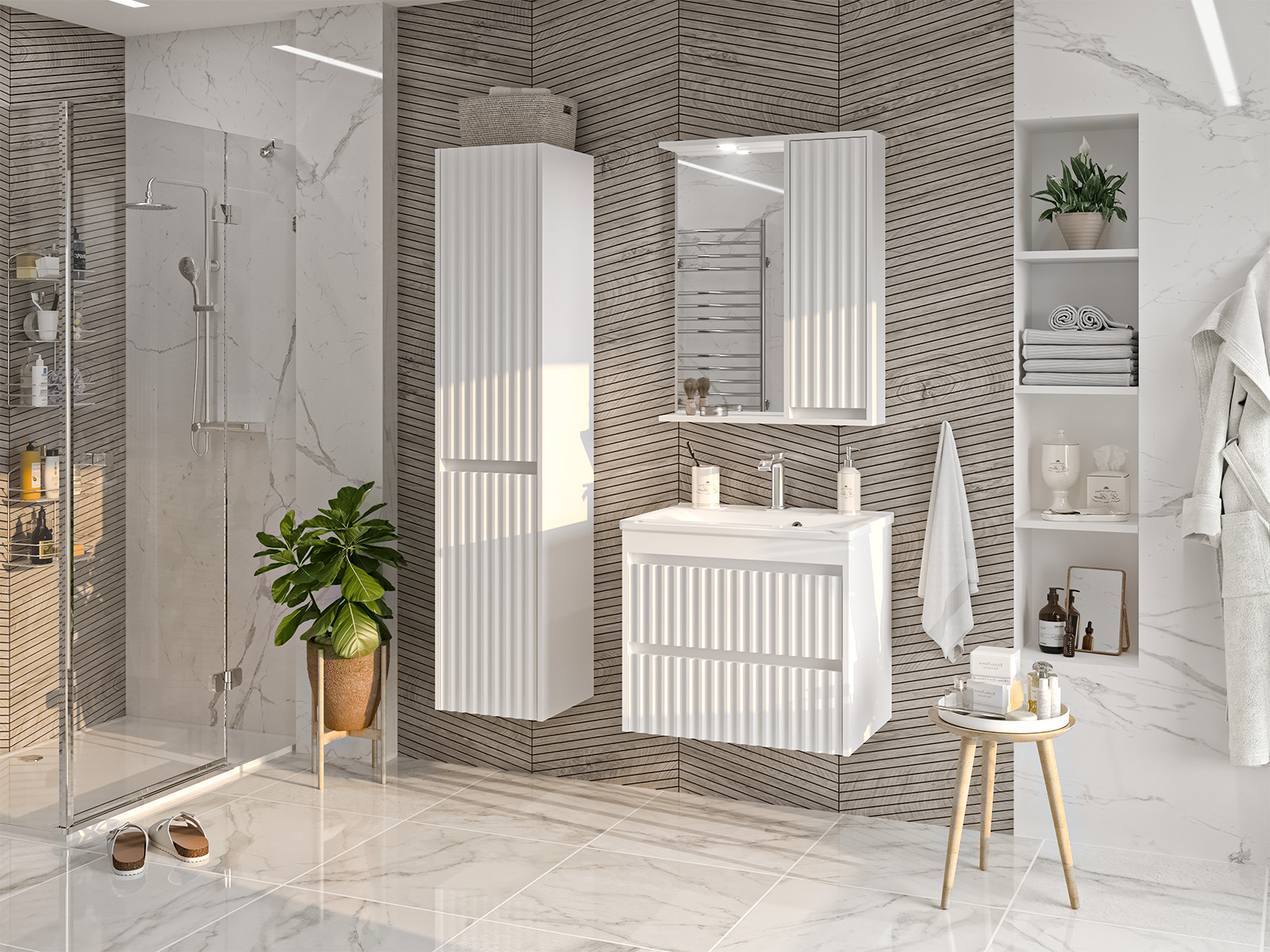 Зеркало-шкаф Brevita Balaton 65 R, белый