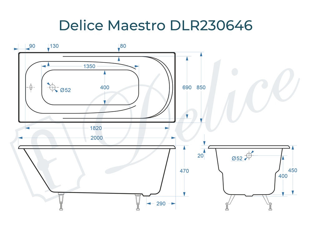 Ванна чугунная Delice Maestro 200х85 DLR230646