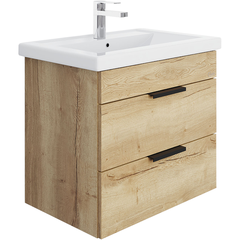 Тумба подвесная Onika Легран 60 с раковиной Como 60, дуб галифакс