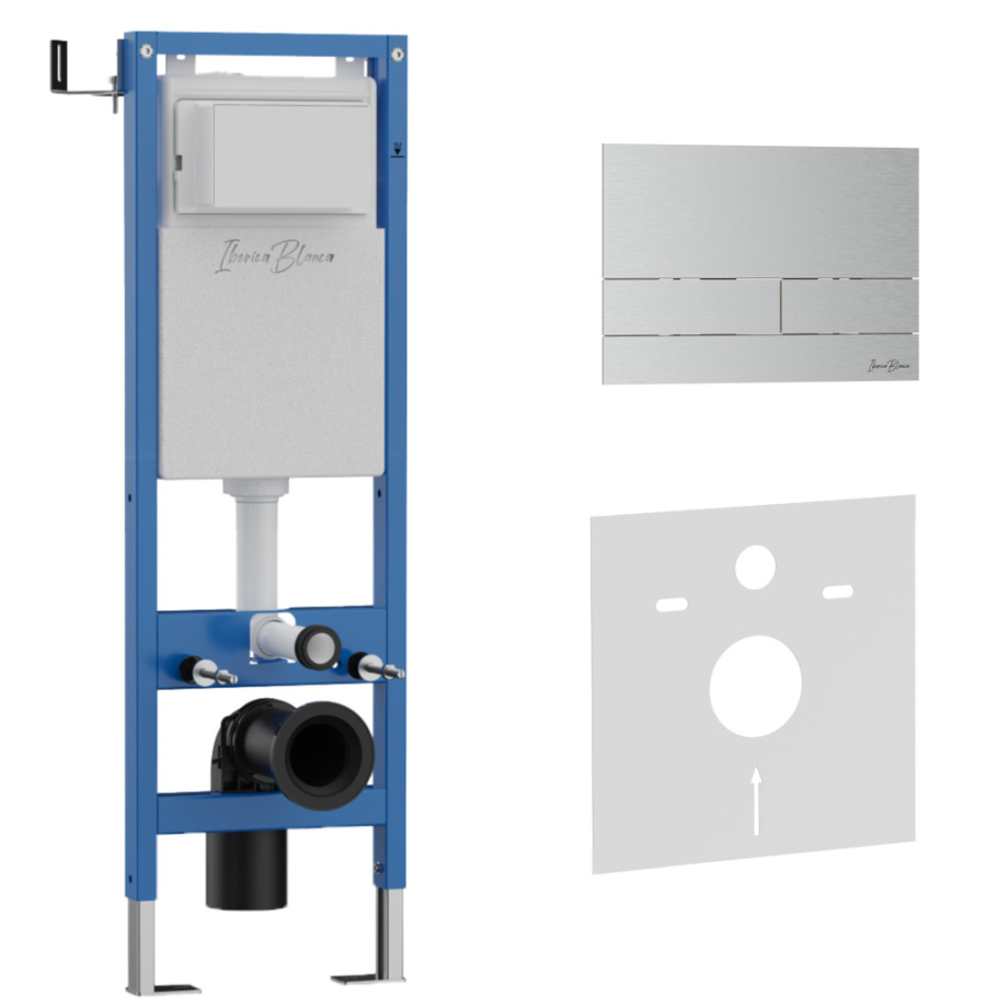 Комплект 2в1 IBERICA BLANCA инсталляция SILENCIO MINI, кнопка смыва INOX-S хром матовый (IB.001М.016.01)
