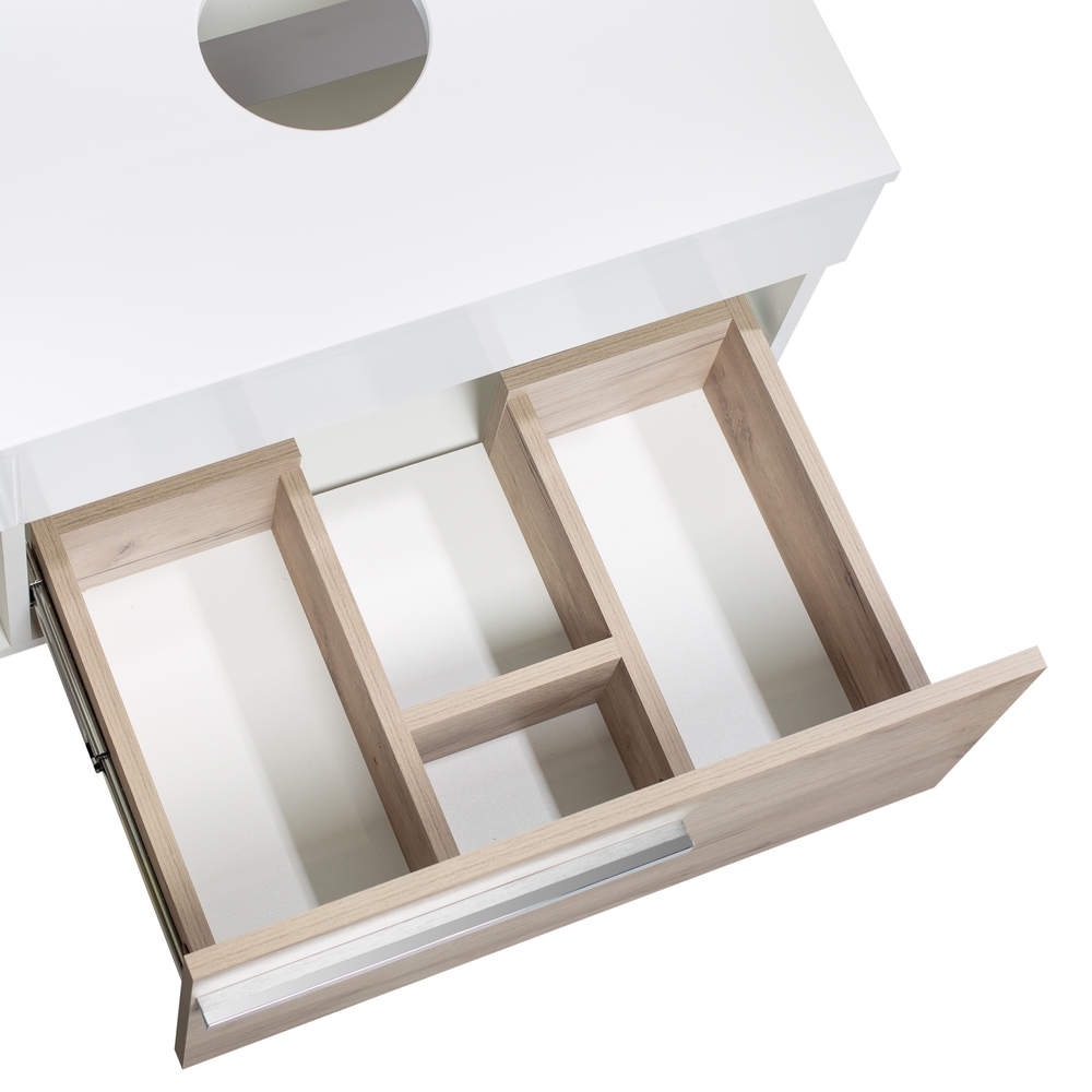 Тумба с раковиной подвесная Runo Вудлайн 65 скандинавский дуб/белый