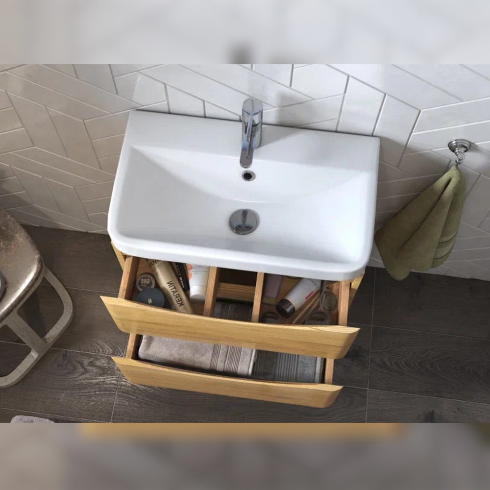 Тумба с раковиной подвесная Velvex Clay tp.CLA.9595.60.2Y дуб верона, 60 см