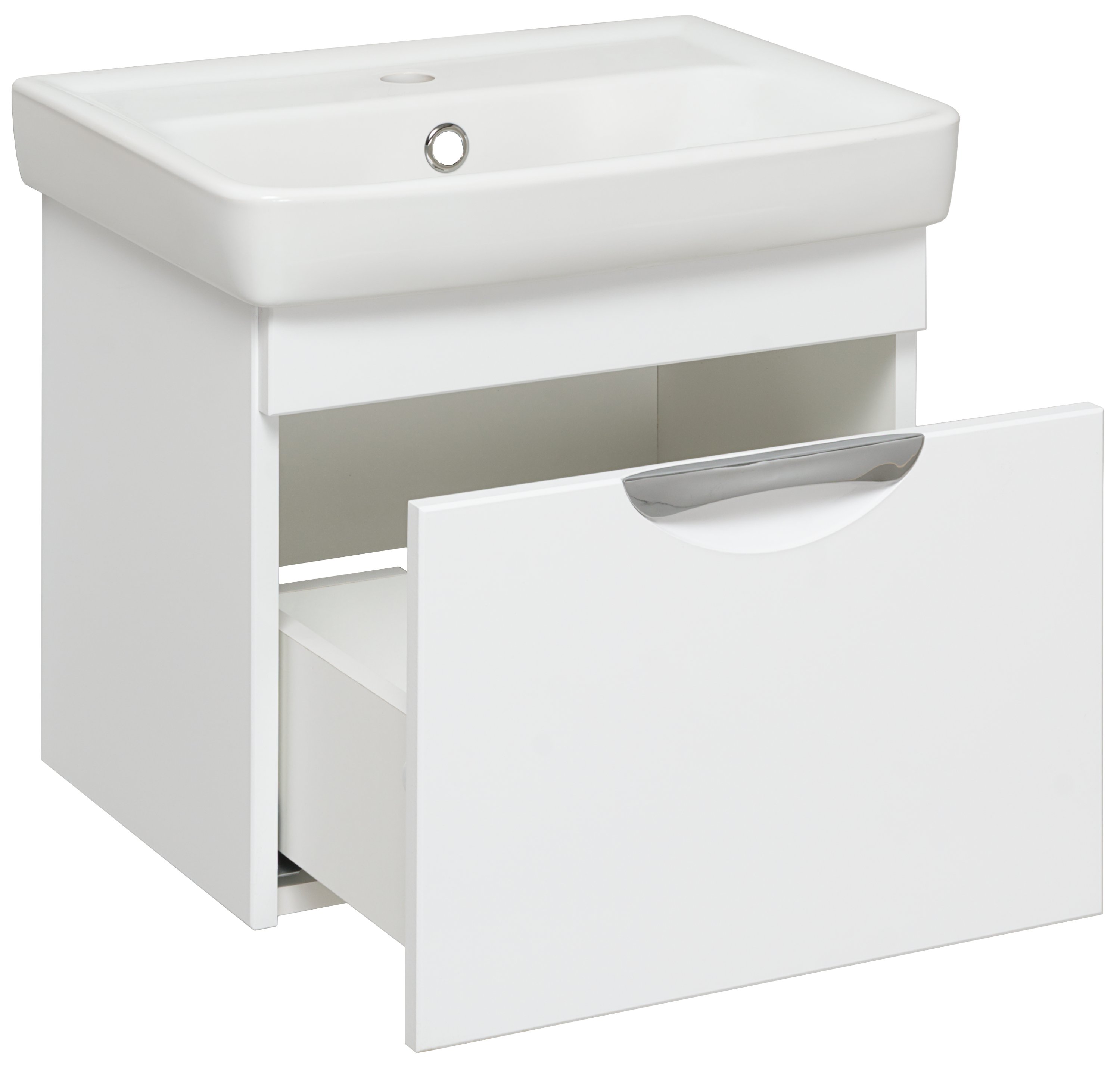 Тумба подвесная Runo Ибица 50 с раковиной Мини 50, белый