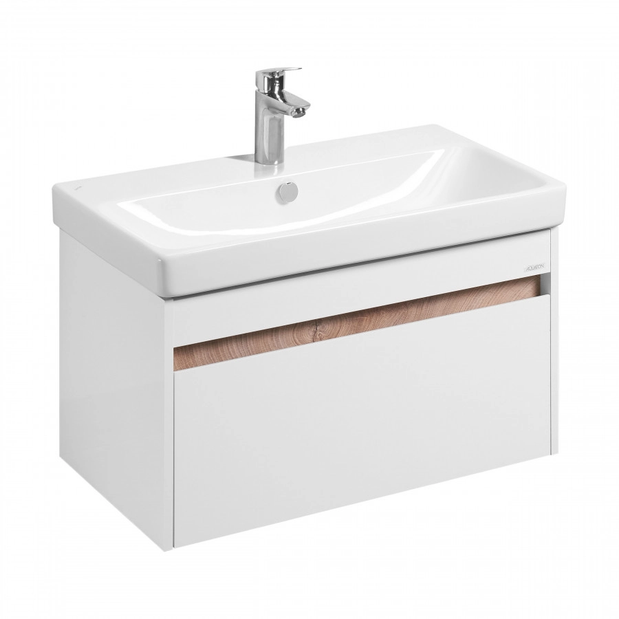 Тумба подвесная Aquaton Марти 80 с раковиной Адриана 80, белый