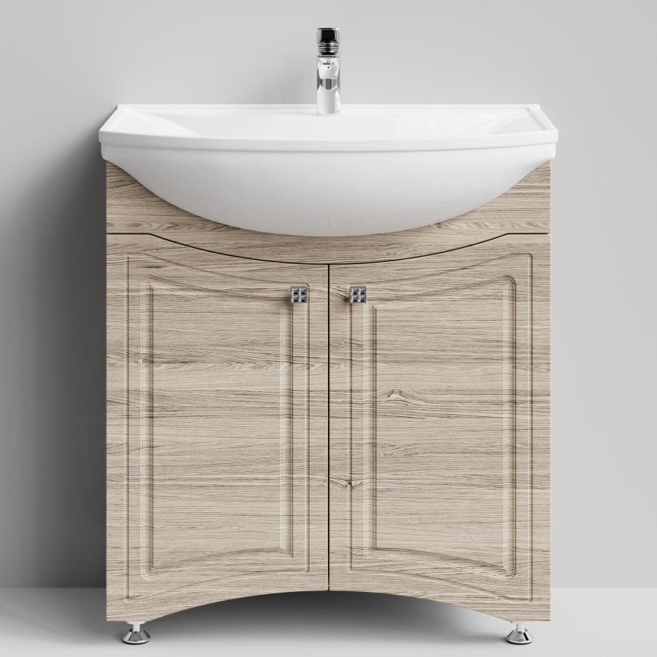 Тумба с раковиной Адам 75 напольная, Дубослив ореховый светлый