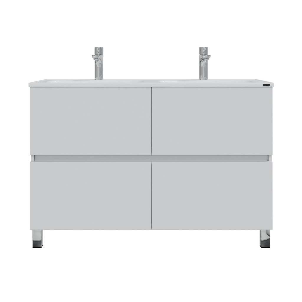 Тумба напольная Санта Марс 120 с раковиной Венера 120, 4 ящика, белая