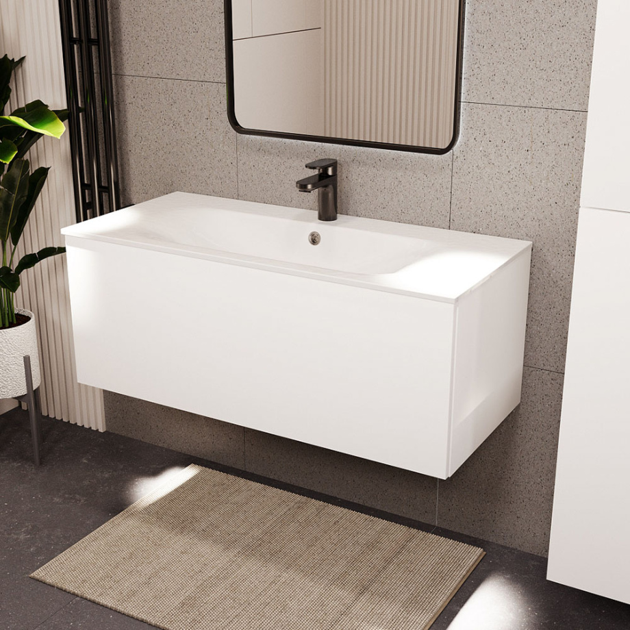 Тумба с раковиной подвесная (100 см) Terminus Aurora AUR101001900301O, белый