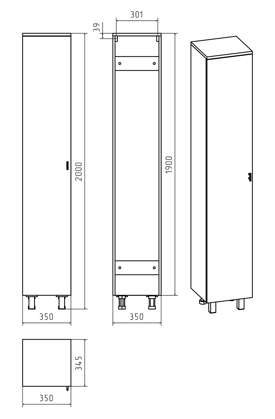 Пенал Misty Дива 35 напольный, L, белый
