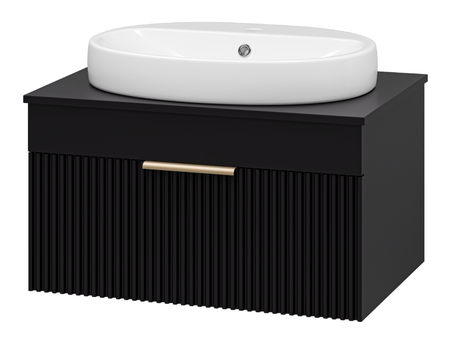 Тумба с раковиной Brevita Enfida 70 подвесная, черный
