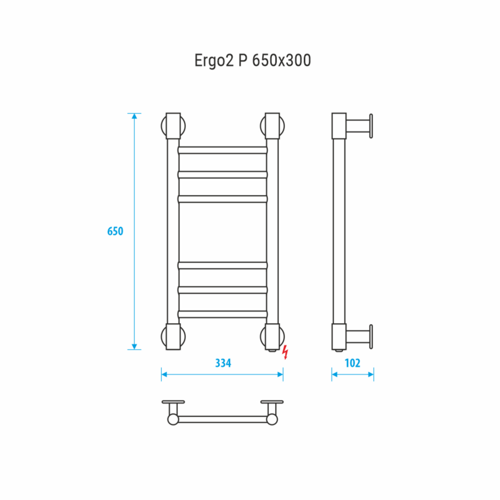 Полотенцесушитель электрический Energy Ergo2 P 650x300 белый матовый, "лесенка" прямая, узкий, скрытый/наружный монтаж