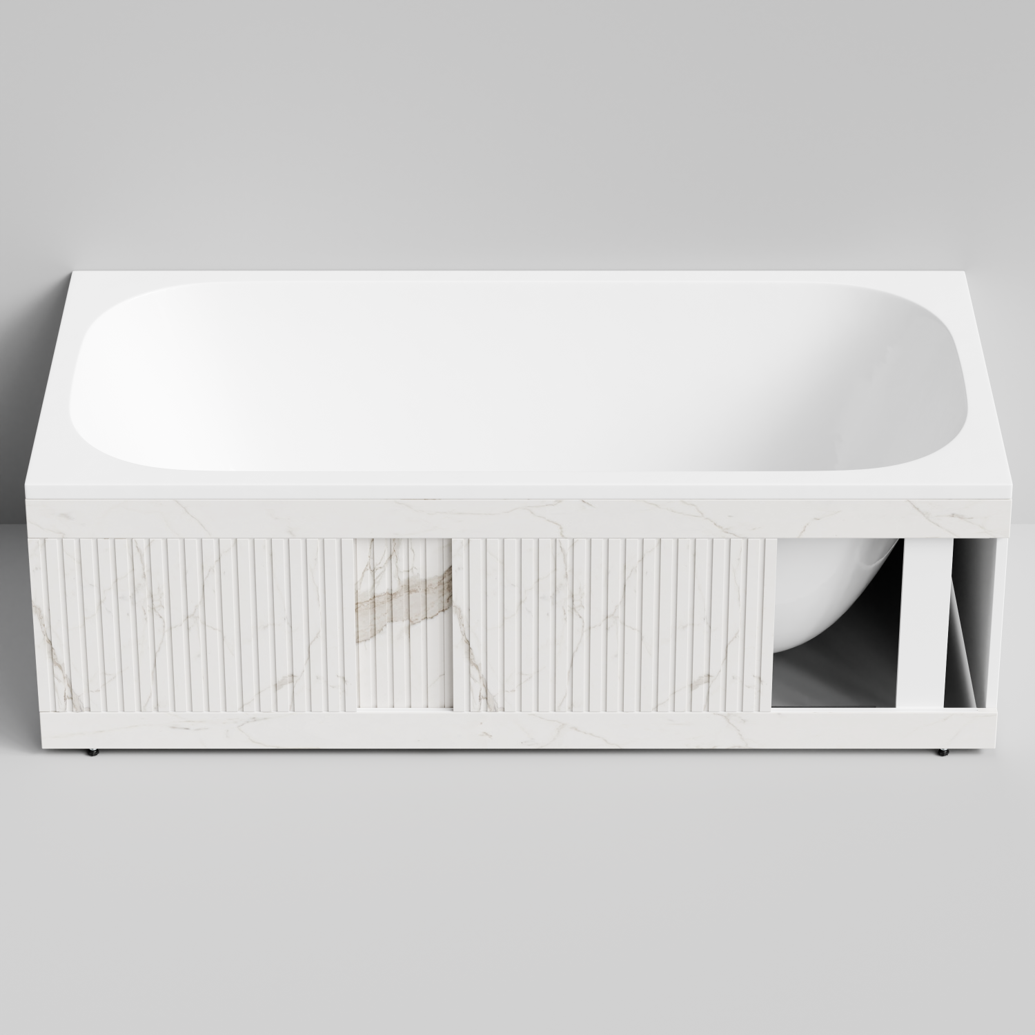 Экран под ванну Vod-ok Тач 170 раздвижной Мрамор Белый натур милк