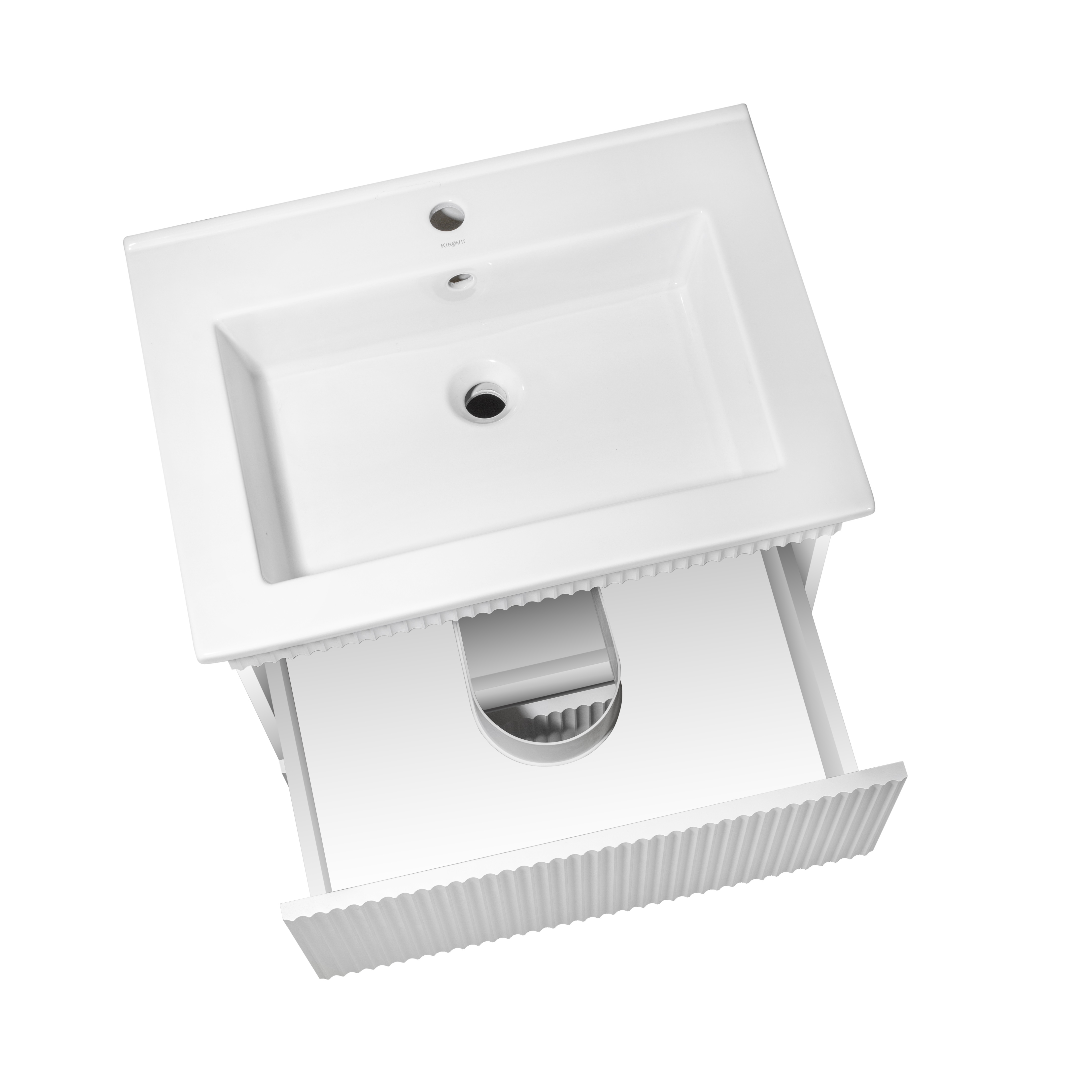 Тумба напольная Runo Модена 65 2 ящика, с раковиной Оскар 65, белый