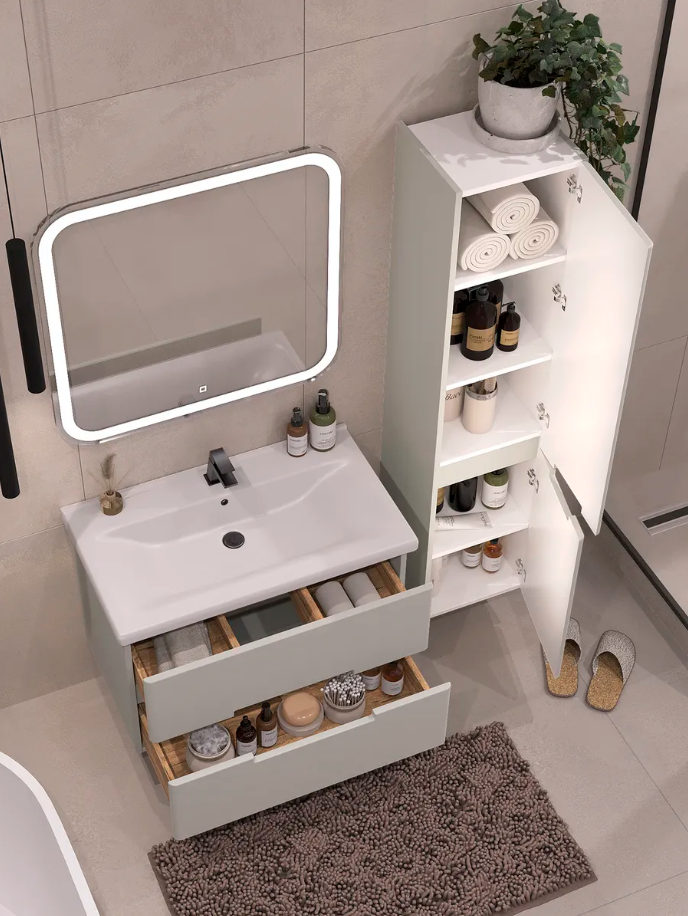 Тумба подвесная SanStar Ориана 70 с раковиной Como 70 (комплект), грей