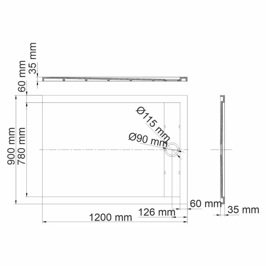 Поддон для душа WasserKraft Mindel 85T07 120х90 прямоугольный, из искусственного камня, белый матовый